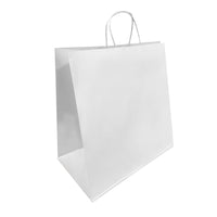 Reliabag Paper Bags - Twist Handles - 14" W x 8" D x 14" H - White - 100 Pack-Made by the premium white kraft paper with the re-enforced flat bottom