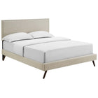 Modway Macie Fabric Queen Platform Bed with Round Splayed Legs - Beige-Mounts in Four Locations