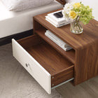 Modway Transmit Wall Mount Nightstand - Walnut White-White Lacquer Drawer Front