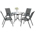 Outsunny 5 Pieces Patio Dining Set - 4 Seater Garden Furniture - Dark Grey-This patio dining set includes a table and 4 dining chairs