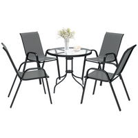 Outsunny 5 Pieces Patio Dining Set - 4 Seater Garden Furniture - Dark Grey-This patio dining set includes a table and 4 dining chairs