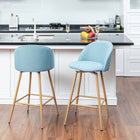 Homy Casa 26'' Counter Height Bar Stools with Blue Upholstered Fabric Seat - 2 Pack-High-Quality Fabric: Durable, soft-to-the-touch fabric that is resistant to wear and tear.