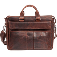 Mancini Buffalo Single Compartment Briefcase for 15.6" Laptop / Tablet - 16" x 3.25" x 11.75" - Brown-Accommodates up to 15.6" laptops