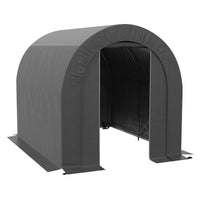 Outsunny Outdoor Galvanised Steel Portable Bike Shed - 6' x 8' - Dark Grey-Spacious tent storage shed for your bike, motorcycle, or garden tools 