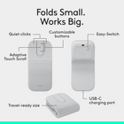 Logitech Mobi Fold Ultra-Portable Travel Mouse - Off-White-Multi-Device and OS: Connect with Bluetooth on Windows, macOS, Chrome OS, Android, iPadOS; Swift Pair and Fast Pair certified; hop across 3 devices with Easy-Switch; works with Logi Bolt, sold separately