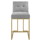 Modway Privy Upholstered Fabric Counter Stool - Gold Light Gray - Set of 2-Counter Stool Weight Capacity: 331 lb