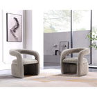Manhattan Comfort Corvette 28.7" Mid-Century Modern Velvet Upholstered Dining Chairs - Dove - Set of 2-Frame Made of Kiln Dried Pine Wood with Dowelled Joints and Reinforced Corners