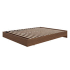 Nexera Platform Bed Frame - Full Size - Walnut-Includes a system of slats for mattress support so it doesn't require a box spring, the perfect budget-friendly choice!