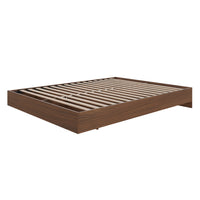 Nexera Platform Bed Frame - Full Size - Walnut-Includes a system of slats for mattress support so it doesn't require a box spring, the perfect budget-friendly choice!