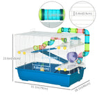 PawHut 31" Large Hamster Cage with Tunnel Tube System - Blue-Suitable for smaller hamsters and gerbils, not for larger breeds such as Syrian hamsters