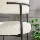 Modway Albie Boucle Fabric Bar Stools - Ivory/Black - 2 Pack-Assembly Required
