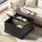 HOMCOM Lift Top Coffee Table with Charging Station and Storage - Black-Strong particleboard and MDF construction supports up to 80 kg for lasting durability