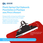 Davis Group Spring Clipboards - Letter Size - 9" W x 12" H - Red - 6 Pack-Red