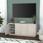 Hudson&Canal Hanson TV Stand for TV's up to 65" - Alder White-Product Dimensions: 15.5" L x 57.13" W x 24" H