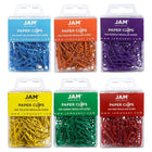 JAM Paper Colourful Standard Paper Clips - Regular 1" - Rainbow Assortment - 100/Pack - 6 Packs-Colours: Red, Yellow, Baby Blue, Purple, Green, Orange