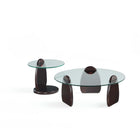 Manhattan Comfort Artesia Modern Glam Coffee and End Table - Dark Walnut - Set of 2-Modern Coffee Table and End Table Set for Living Room Use