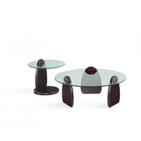 Manhattan Comfort Artesia Modern Glam Coffee and End Table - Dark Walnut - Set of 2-Modern Coffee Table and End Table Set for Living Room Use