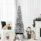 HOMCOM 6' Snow-Flocked Pencil Artifical Christmas Tree - Black-Realistic plastic branches provide a complete and lush look 