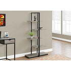 Monarch Specialties 7232 60"H Bookcase - Dark Taupe/Black Metal-5 Shelves