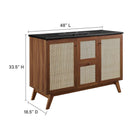 Modway Soma 48" Single Sink Bathroom Vanity - Walnut/Black-Adjustable Shelves
