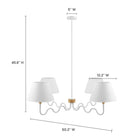 Modway Sunlit Squiggle 4-Arm Pendant Light - Natural/White-Rubberwood Accent