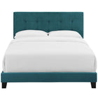 Modway Amira Performance Velvet Queen Bed - Sea Blue-Non-Marking Foot Caps