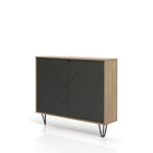 Nexera Slim 2-Door Storage Accent Cabinet - Floating And Wall Mount Bar - Nutmeg & Charcoal Grey-Top quality MDF, and laminate, which is scratch, stain and water-resistant for your every day purpose