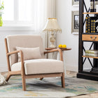 Ebello Hertford 26" Wide Mid Century Upholstered Solid Wood Accent Chair with an Extra Pillow - Beige-Available in multiple color options, allowing you to choose one that complements your existing decor
