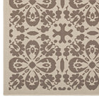 Modway Ariana Vintage Floral Trellis Indoor/Outdoor Area Rug - 9 ft W x 12 ft L - Light/Dark Beige-Stain Resistant / Easy To Clean