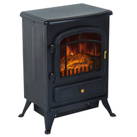 HOMCOM 16" 750/1500W Freestanding Electric Fireplace Heater - Black-Electric with 3D flame technology for a realistic-looking fire  