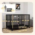 PawHut 49" Heavy Duty Steel Kennel Pet Cage - Black-Front door with 2 slide-bolt latches for easy entry and exit 