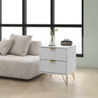 HOMCOM Bedside Table with Storage and Gold Hairpin Legs - White-Painted surface offers a sleek look and easy cleaning