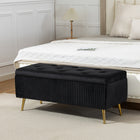 HOMCOM Steel Leg 43 Inch Large Storage Chest Ottoman Bench - Black-Spacious 20.9 gallon compartment hides and organizes blankets, or pillows;