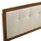 Modway Draper Tufted Fabric and Wood King Headboard - Walnut Beige-Dense Foam Padding