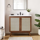 Modway Soma 36" Bathroom Vanity Cabinet - Walnut-Metal Doorknobs