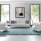 Modway Solvea Moroccan Trellis Shag Area Rug - 8 ft W x 10 ft L - Aqua Blue/Ivory-Shag Weave Of Approx. 2 Inches