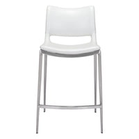 Zuo Ace Counter Stool - White/Silver - Set of 2-Plush and durable faux leather fabric
