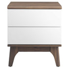 Modway Envision 2-Drawer Nightstand - Walnut White-Walnut Grain Laminate