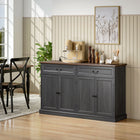 HOMCOM 55.1" L Sideboard Buffet Cabinet with Charging Station - Black Wood Grain-Two shelves with 3 height options let you customize storage for kitchen appliances and essentials