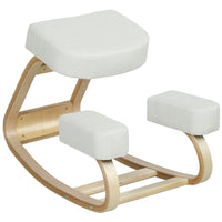HOMCOM Ergonomic Wood Kneeling Chair with Thick Pads for Improved Posture - Cream White-Develop a good posture, prevent hunchback or myopia