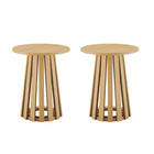 Manhattan Comfort Layla 35.4" Modern End Table - Natural Oak - Set of 2-Modern End Table Set for Living Room Use. Set of 2