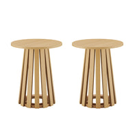 Manhattan Comfort Layla 35.4" Modern End Table - Natural Oak - Set of 2-Modern End Table Set for Living Room Use. Set of 2