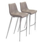 Zuo Magnus Barstool - Brown/Silver - Set of 2-Ergonomic and supportive footrest