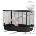 PawHut 23" H 3-Tier Small Pet Cage with Food Dish, Water Bottle and Ramps - Black-Double doors design for easy access to the inside area 