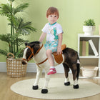 Qaba Standing Ride-On Horse with Neighing Sound and Soft Padding - Brown-Neighing sound effects provide a more authentic riding experience 