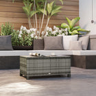 Outsunny Rattan Coffee Table with Tempered Glass Top Outdoor Garden Patio - Grey-Tempered glass top table, easy to clean