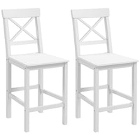 HOMCOM Counter Height Bar Stools with Back and Footrest - White - 2 Pack-Packaged in a set of 2, perfect for having a cozy drink for two
