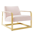 Modway Seg Performance Velvet Accent Chair - Gold Pink-Modern Accent Chair