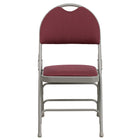 Flash Furniture HERCULES Series Ultra-Premium Triple Braced Burgundy Fabric Metal Folding Chairs with Easy-Carry Handle - 4 Pack-Set of 4 Padded Metal Folding Chairs - Carrying Handle Cutout