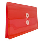 JAM Paper #10 Plastic Envelopes with Button and String Tie Closure, 5.25 x 10, Red Poly, 24 Pack (921B1reg)-Opening: booklet